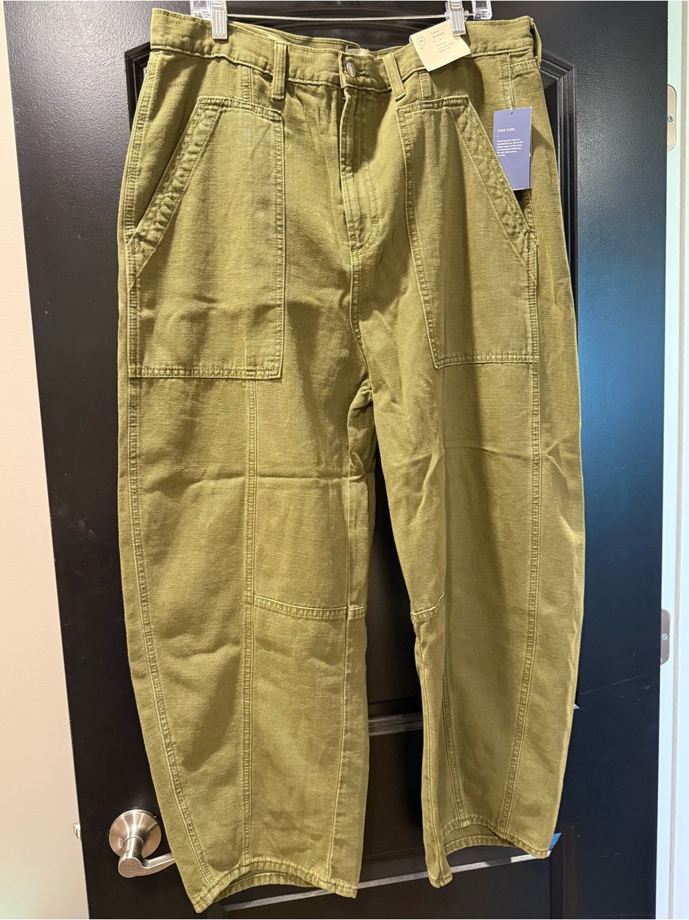 Universal Thread Olive Green High Rise/Slim Hip & Thigh Barrel Leg Jeans Sz 16